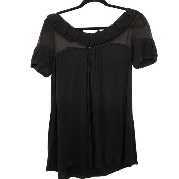 Mystree Sheer ruffled Witchy Black Rayon and Silk A-Line Women’s top size M (10) - Picture 1 of 13
